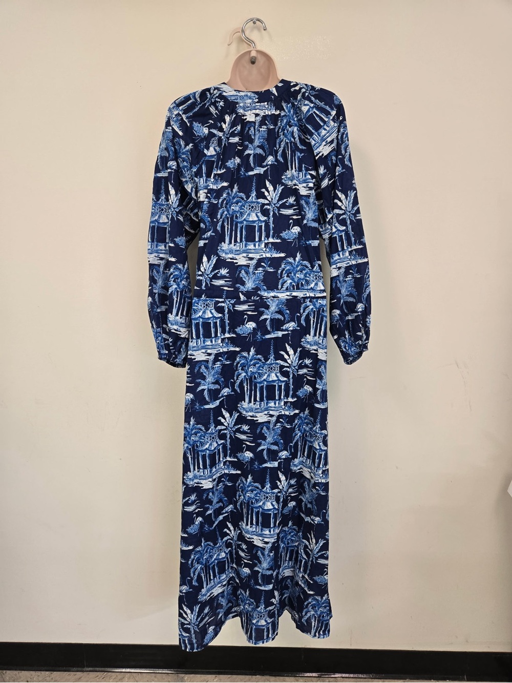 J. MCLAUGHLIN Blue Palm Print Ruffle Midi Dress Women’s XS Resort Coastal - Picture 4 of 12